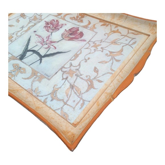 Vtg Wood Italian Floral Serving Tray Artist Signed Shelley Hely Platter Antique - Picture 7 of 16